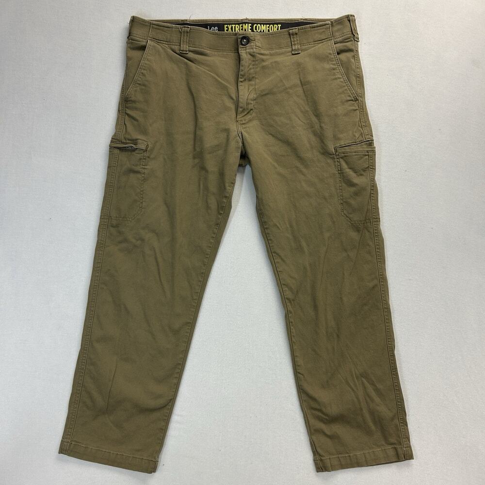 Lee Extreme Comfort Straight Fit Khaki Chino Pants Men's 40x30 Tan Beige Preppy